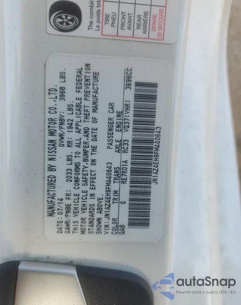 2015 Nissan 370Z Base from USA, damaged, VIN JN1AZ4EH9FM440643